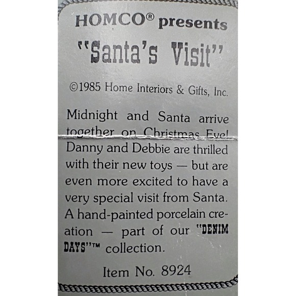 VTG HOMCO Denim Days "Santa's Visit" Figurine #8924 1985 Christmas Porcelain‎ - Picture 7 of 7